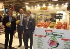Alwart Boers, Romke van Velden, en Evert-Jan Wassink van Freshpack Handling Systems. Zij presenteerde de nieuwe EcoPunnet.