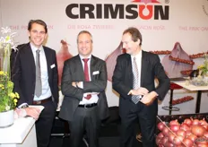 Ook J.P Beemsterboer was present met een stand om de Crimsun-uien overzee te promoten. Vlnr: Maarten Stollaert, Marco Lont en Ivo van der Staak