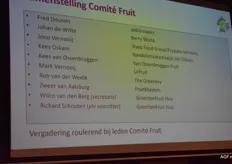 De samenstelling van het comité Fruit