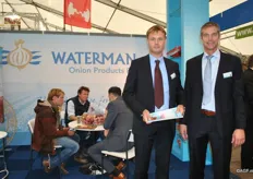 Ewald Gouwenberg en Wim Waterman van Waterman Onions. Als enige bedrijf in de uien aanwezig op de beurs, maar zeker niet minder aanloop van bezoekers.