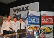 Ivo Nouwens (Wylax), Kees van der Burg en Marco van Helden van Quickly Best-Sellers. Wylax levert verse en diepgevroren visproducten. Quickly levert weer de frieten aan Wylax, dus vandaar ook deze samenwerking op de beurs.