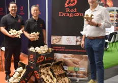 Tom Bi, Andy Cheng en Hans van der Meulen van Intafresh, Red Dragon is het handelsmerk voor gember, knoflook en kurkuma uit China, Peru en Brazilië.