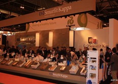 Bij Smurfit Kappa was het de hele tijd druk op de stand. Met hun diversiteit in verpakkingen trokken ze zeker de aandacht