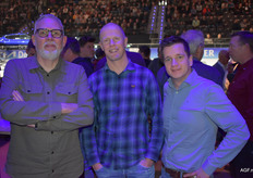 Gert-Jan Dillo en Gert-Jan de Bast van Biobest Nederland met Edward Ton van Growers United