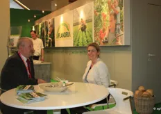 Patrick Stulens, Category manager Fruits & Vegetables van Carrefour in gesprek met Ilse Ceulemans, Verantwoordelijke Marketing van LAVA