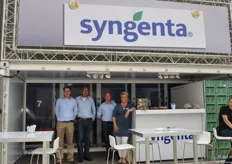 Het Team van Syngenta met hun nieuwe collega Joost Nijssen als Technical Solutions Manager Fruit, Jan Hoogland, Mario Lagrou (Cropadvisor België) en Karin Plat