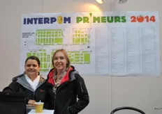 De dames Isabel Gysels en Annick Pycarelle van Kortrijk Xpo. Zij waren aanwezig om Interpom Primeurs te promoten welke zal plaats vinden later dit jaar, 23 t/m 25 november.