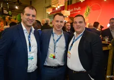Sam Cole, Kristof Baudry en Steffen Hansen van Group GTS. Voor het eerst deelnemer op de Fruit Logistica.
