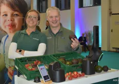 Mariska Hooijmans en Marco Snikkers van Onethird, er was veel interesse op de beurs naar de de scanner die nauwkeurig de houdbaarheid van fruit voorspelt. 