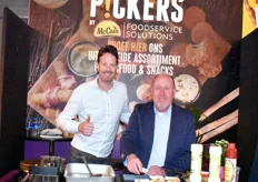 McCain met Bram Peijnenburg en Albert-Jan Smelt. Bekend van hun friet, maar op de beurs aanwezig met "Pickers" (lees fingerfood) oa. de chili cheese nuggets bekend van de grote gele M