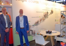 Eelco van Diggelen en Harald van der Heijden van Rovema. Het bedrijf levert verticale vorm,- vul en sluitmachines en casepackers om de zakjes weer in omdozen te doen.