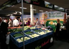 Mooie groentenpresentatie in de stand van Postuma, dat nu dekking heeft in heel Nederland