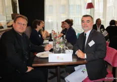 Tijd voor lunch: Bertrand Guély van Compagnie Fruitière en Gilles Lagache van CSIF (Vereniging van Franse AGF-importeurs)