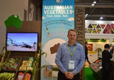 Kees Versteeg van Qualipac, op de AusVeg stand om de groenten uit Australië te promoten.