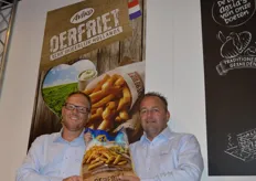 Oerfriet van Aviko. Beschikbaar in 11mm en 14mm. Een ambachtelijke friet. Links Dirk-Jan van der Meij en Marco Hellebrand.