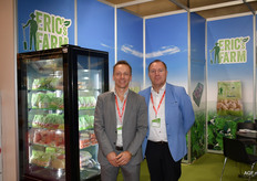 Nog een nieuwkomer met Eric's Farm. Het merk van Sioen Fresh Foods deelde de stand met partner Sellyd, hier vertegenwoordigd door Kilian De Geyter en Yves Daele.