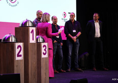 De drie finalisten: Kees Werkman uit Rasquert, Twan Mollen uit het Belgische Dessel en Dick van Kranenburg uit Rutten