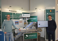 Jens Massaert en Yarne De Munck van Polysense. De start-up debuteerde op de Fruit Logistica en focust zich op AI-toepassingen in productieprocessen om minder afval te produceren en efficiëntie te verhogen.
