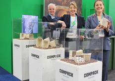 Team Compack met Steven van Robays, Hilde Lappierre en Marie-Elise Cannie. Ze maken verpakkingen van champost