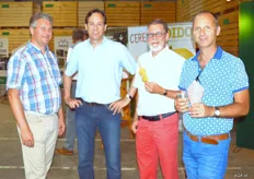 Ferdinand Zomerman, Jan Nico Appelman lid G.S.van de provincie Flevoland, André Schuuring van het CDA Dronten en André Aasman van Aardappel Schilbedrijf Nederland (ASN) Dronten.
