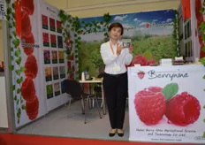 Ook China was goed vertegenwoordigd. Op de foto Kelsey Liu, president van Berrynine uit Shanghai. Dit bedrijf is zachtfruit specialist.
