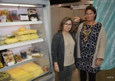 Annick Smets en Annelies Verbeeck van Euralpack. Zij leveren gas- en vacuümverpakkingen voor aardappelen en verschillende groenten.