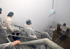 Hygiënische astronauten dalen af naar de 'wasstraat' voor een bezoek aan de snijderij