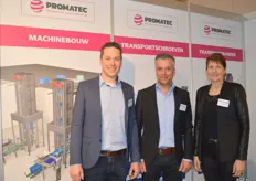 Toine van Gestel, Ed Jansen en Wilmy van Haag van Promatec Engineering & Machinebouw. Promatec is gericht op product handling en transportsystemen. Klantspecifieke oplossingen van engineering t/m totaaloplossingen.