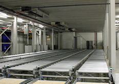 Rollenbanen met een grote buffer voor inkomende goederen.