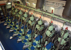 Een heel klein gedeelte van de motor van het schip. De zuigers schijnen een lengte van meer dan 7 meter te hebben.