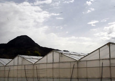 Kassen in Platanos met de bergen op de achtergrond.