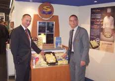 Andre Adamse en Jan de Craen van Schaap Holland met nieuwe aardappelprodukten.