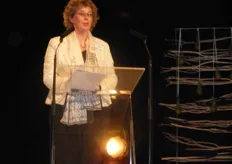 Minister Veerle Heeren, Vlaams minister van welzijn, gezondheid en gezin tijdens haar toespraak voor de opening.