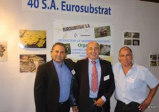 Georges Magnant, Thomas Jean-Claude en Fernando Pozza bij de stand van Eurosubstrat