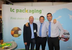 Luc Buyl, Christophe Tanésy en Simon Lauwers van LC Packaging hadden het gezellig tijdens de beurs.