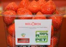 De nieuwe aardbeiverpakking bij Bel’Orta. Een 100% Recyclebare RPET verpakking. De cirkel is rond.