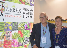 Zuid Afrikaanse producent van kruiden en eetbare bloemen Afrex. John Kowarsky en Teresa Liebenberg.