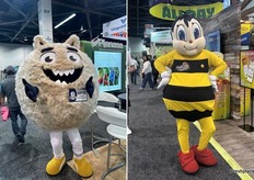 De appelmascottes waren bezige bijen tijdens de beurs.