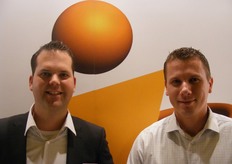 Michel van Bekkum en Stefan Dabrowski van Work Support. Ze hadden een mooie opvallende stand weggezet.