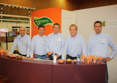 The Greenery zette zich met het Glasteam in om telers te werven. Vlnr Joost Rouwhourst, Leon Duijvestijn, Gert-Jan Non, Stephan van den Berg en Jan Opschoor.