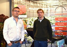 Links: Robert-Jan Holster van Kolster B.V. Rechts: Job Jacobs, ze stonden met hun verschillende producten o.a. met hun snijheesters die erg goed liepen dit jaar.