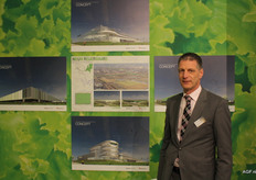 Rinus Verhey van Heembouw. Het bedrijf wil in Nieuw Reijerwaard een groot distributiecentrum realiseren en reserveerde daarvoor tijdens de beurs een kavel van 12 hectare