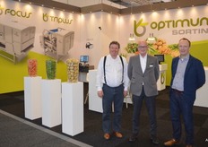 Theo van den Hurk, Rob Bornstein en Arno Klijbroek van Optimum Sorting. Een nieuwe naam op het gebied van optische sortering voor het sorteren van vers en bevroren AGF.