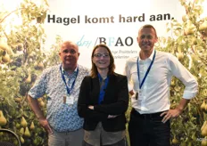 John Hendrikx, Suzan van Tuinen en Gert-Jan van Dijk van de BFAO-OFH, hagelverzekeraar voor fruit telend Nederland en België