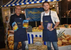 Schaap Holland met Geert Klaessen en Raimo van Gastel met hun voorgegaarde aardappelassortiment voor de horeca