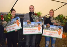 Winnaars Groentespecialist 2019 in de categorie medewerkers (vlnr): Janneke de Nijs Puur Natuur Den Bosch (1e), Jan Noorthoek Groentebroer.nl (2e), Kim Hustinx Puur Natuur Den Bosch (3e)