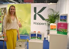 Karen Dockx van Koppert Belgium bij hun paradepaardjes aan biostimulanten